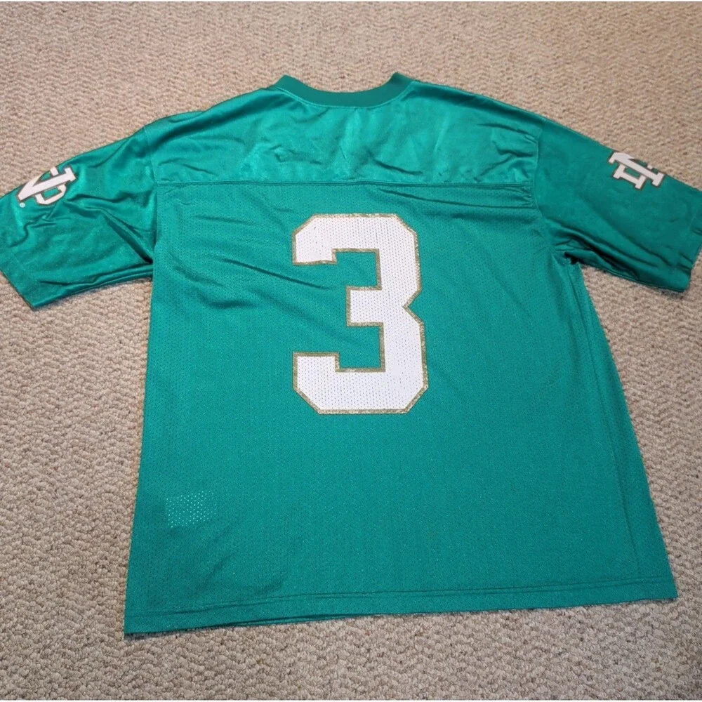 Vintage Adidas Notre Dame Fighting Irish Jersey Mens Large Green 3 Sports NCAA